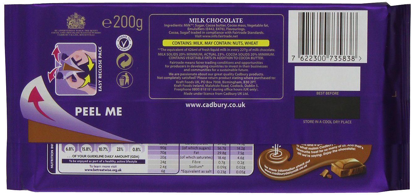 Cadbury Dairy Milk Chocolate Bar *mw