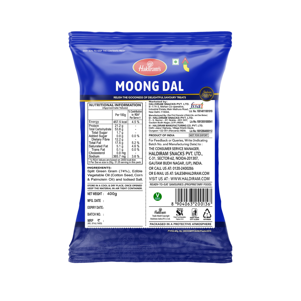 Haldiram's Moong Dal- 400g ***add barcode****